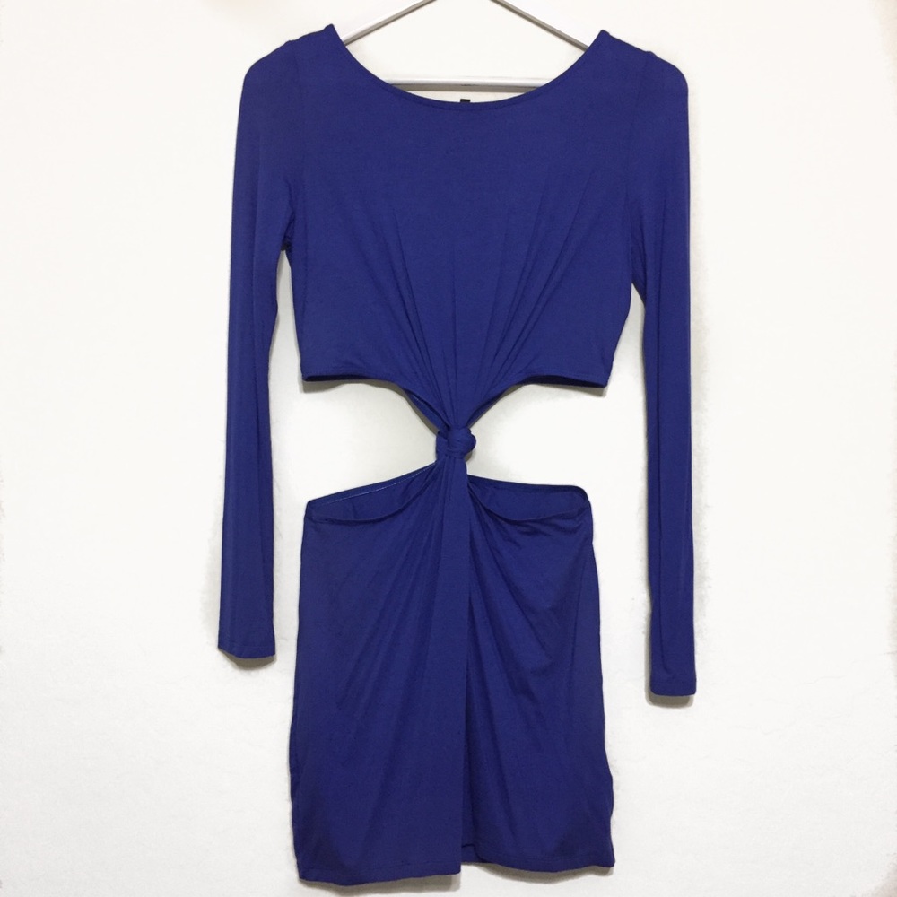 Asos Front Knot Cutout Blue Bodycon Dress Sz 10